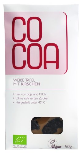 Cocoa Bio Wei&szlig;e Schokolade mit Kirschen, 50 g