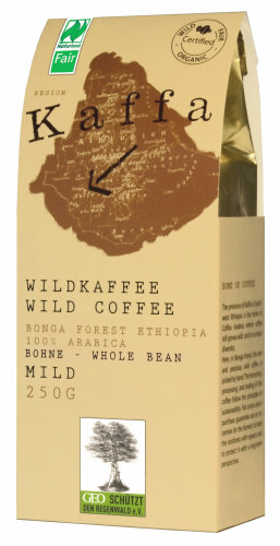 Kaffa Bio Wildkaffee Mild Ganze Bohne, 250 g