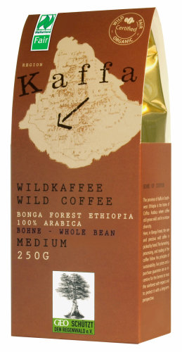 Kaffa Bio Wildkaffee Medium Ganze Bohne, 250 g