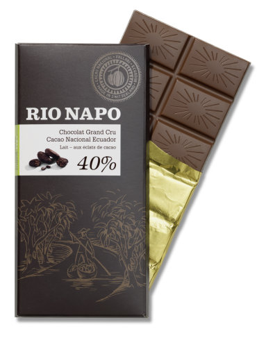 Rio Napo Bio Waldschokolade 40 % Kakao mit Kakaosplittern, 70 g