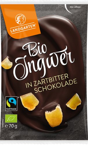 Landgarten Bio Ingwer in Zartbitter-Schokolade, 70 g