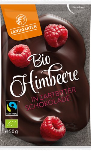 Landgarten Bio Himbeere in Zartbitter-Schokolade, 50 g