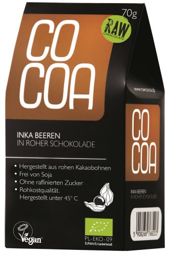 Cocoa Bio Schokofr&uuml;chte Inka Beeren in Roher Schokolade, 70 g