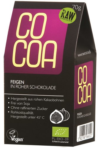 Cocoa Bio Schokofrüchte Feigen in Roher Schokolade, 70 g