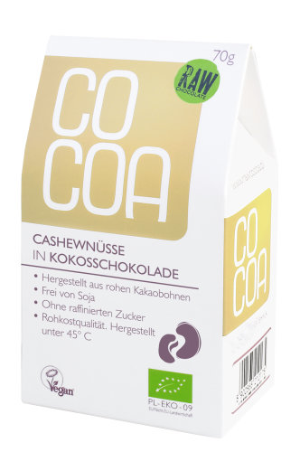 Cocoa Bio Schokon&uuml;sse Cashewn&uuml;sse in Kokosschokolade, 70 g
