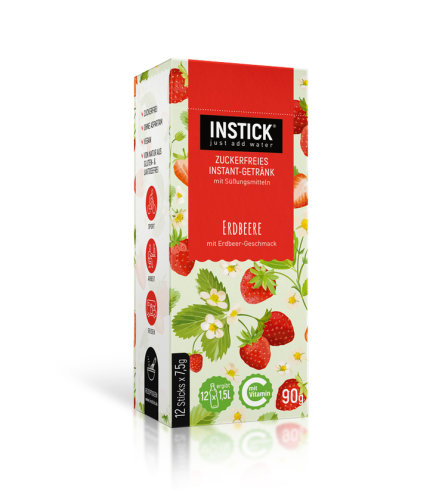 Instick Zuckerfreies Instant-Getr&auml;nk, Erdbeere, 90g