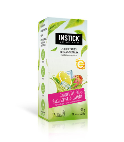 Instick Zuckerfreies Instant-Getränk, Grüner Tee Kaktusfeige & Zitrone, 90g