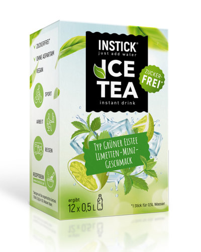Instick Zuckerfreies Instant-Getränk, Grüner Tee Limette & Minze, 30g