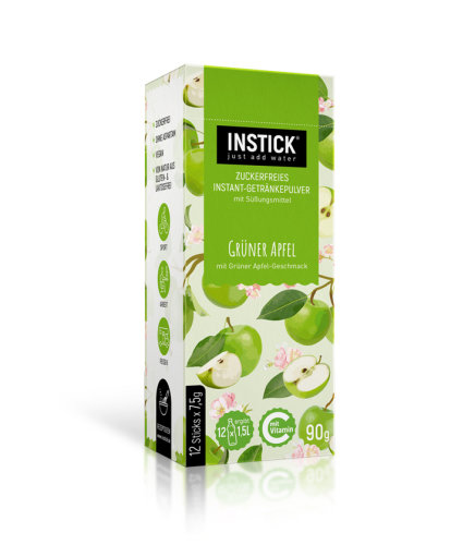 Instick Zuckerfreies Instant-Getr&auml;nk, Gr&uuml;ner Apfel, 90g